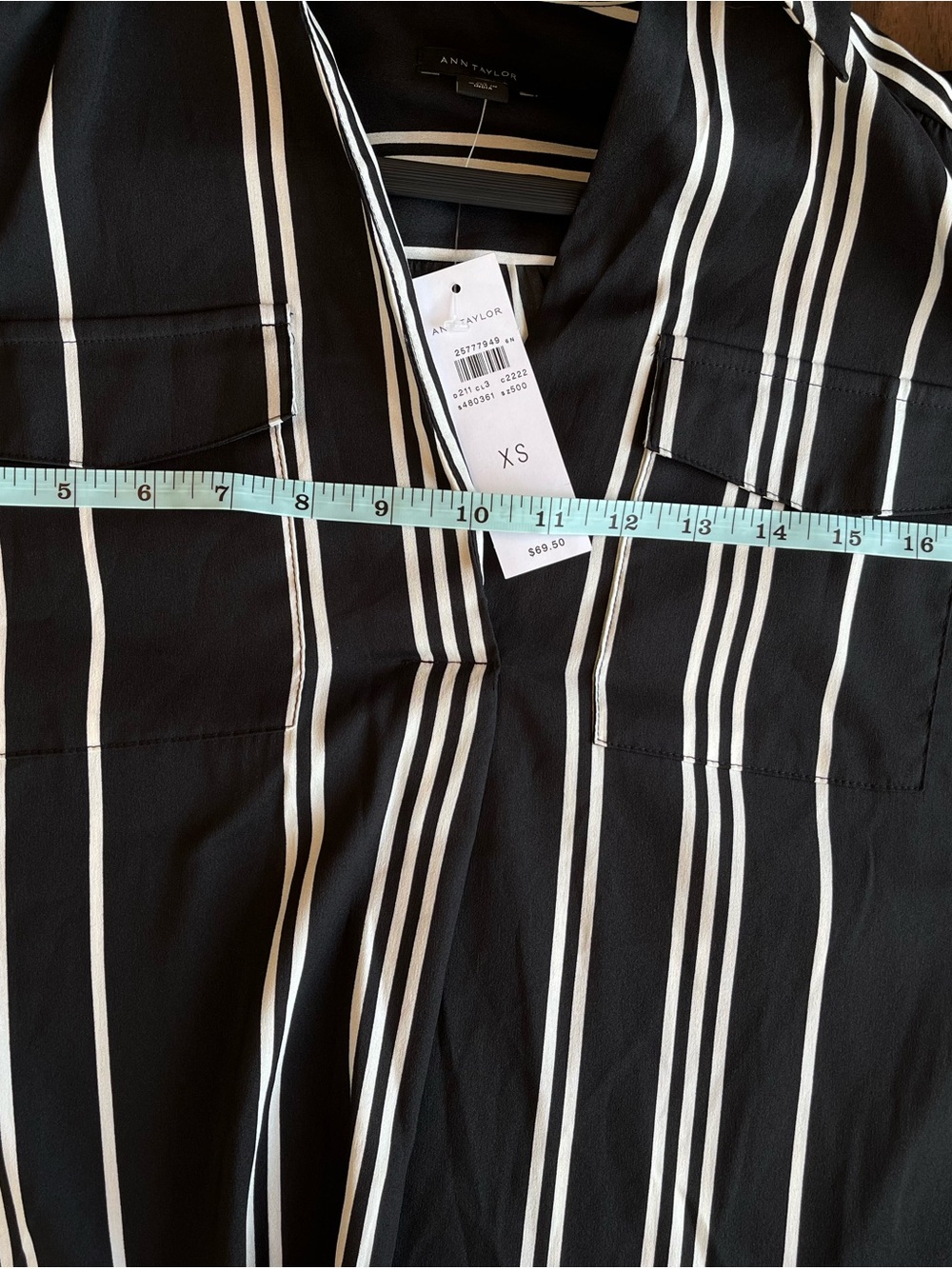 Ann Taylor Black and White Vertical Stripe Blouse - Picture 4 of 6